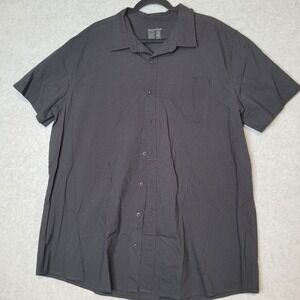 Fresh Clean Threads Mens 2XL-Tall Black Short Sleeve Button Down Stretch Shirt